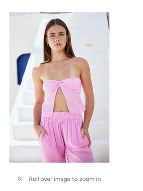 Blanco by Nature Women's Cora Twist Bust Strapless Top  Small Pink